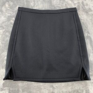 J.Crew Black 100% Wool Mini Skirt Side Slits Career Size 6 RN77388
